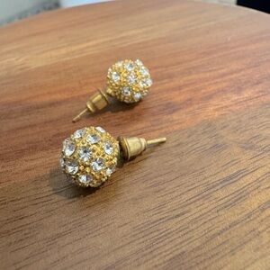 Elegant Gold Colored Stud Earrings with Rhinestones Fashion Jewelry